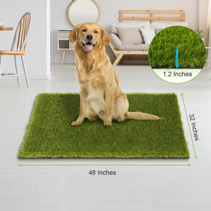 CooRug Fake Grass, 48 x 32 Inches Artificial Grass for Dogs, Realistic Turf for Indoor Outdoor Door Mat Balcony Patio Lawn Decoration - Image 2